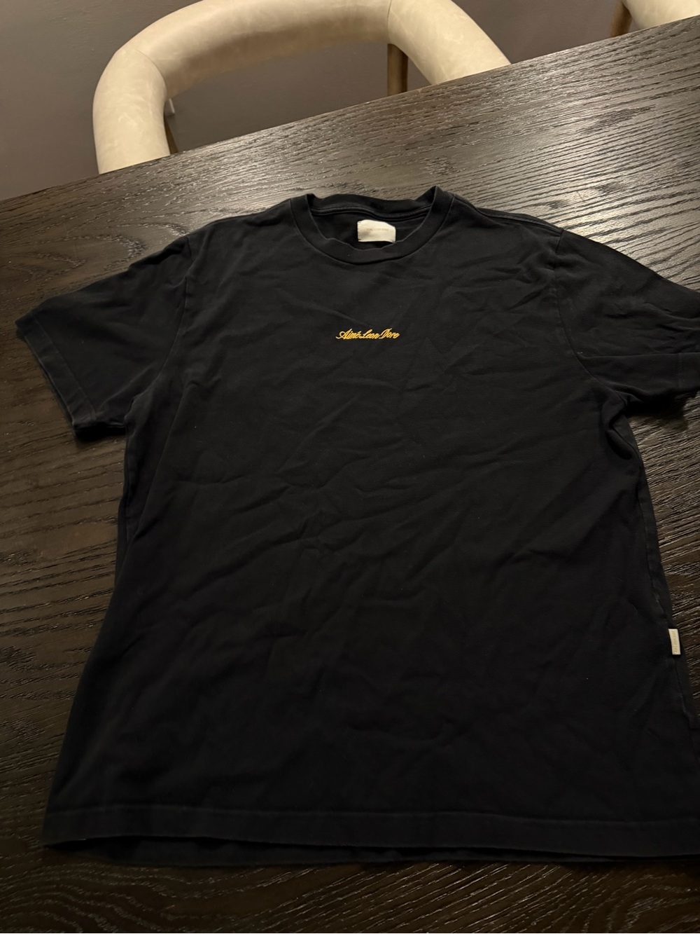 Aimé Leon Dore ALD Embroidered Script Logo Tee Black Gold Men’s L